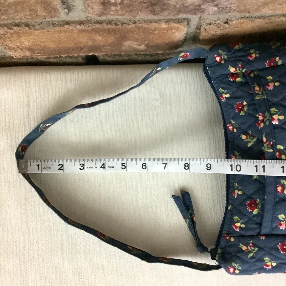 QK Quilted Blue Floral Shoulder Bag